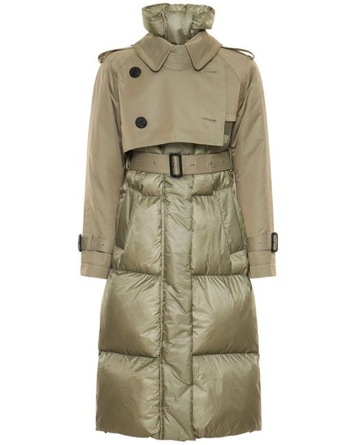 Sacai Gabardine & Padded Hybrid Trench Coat in Light Khaki (Natural