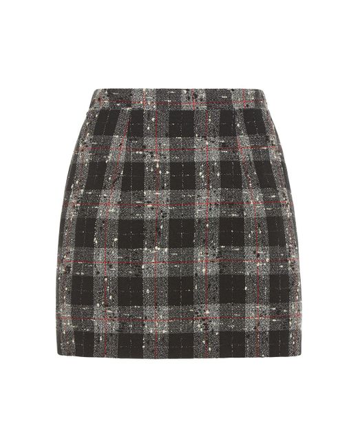 Alessandra Rich Gray Minirock Aus Baumwoll/lurexmischbouclé