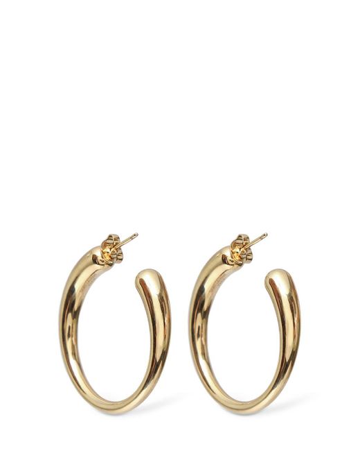 Saint Laurent Metallic Brass Hoop Earrings
