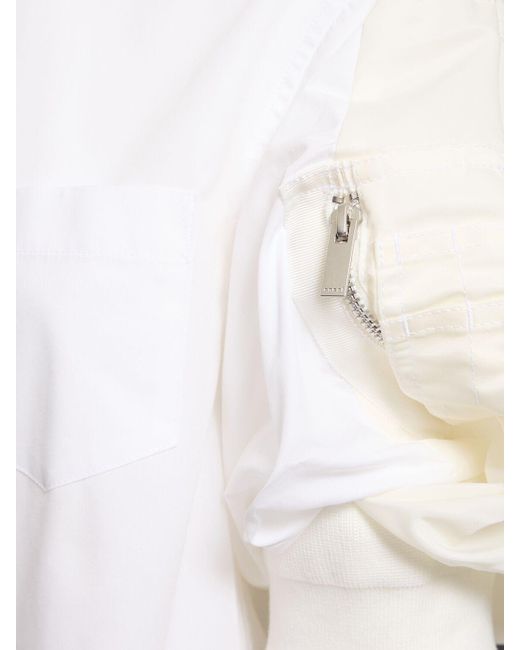 Robe courte en sergé de nylon et popeline de coton Sacai en coloris White