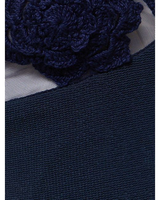 PATBO Blue Embroidered Crochet Midi Dress