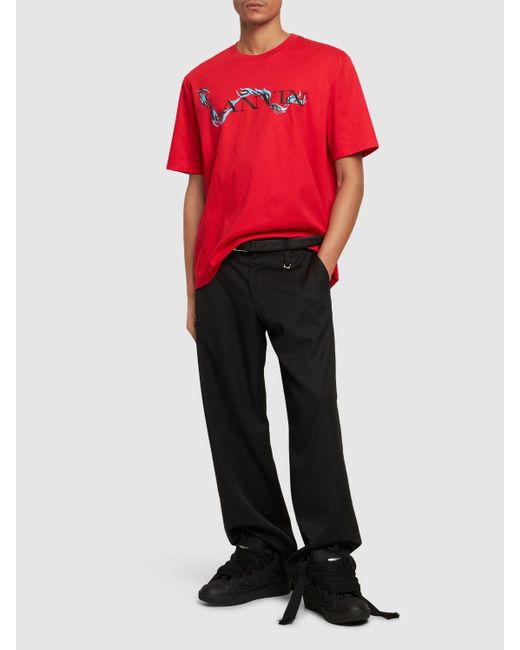 Lanvin Red Chinese New Year Oversize Cotton T-Shirt for men