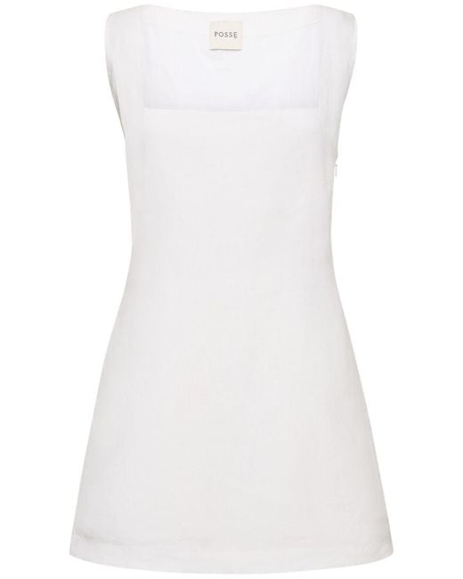 Posse White Alice Linen Mini Dress