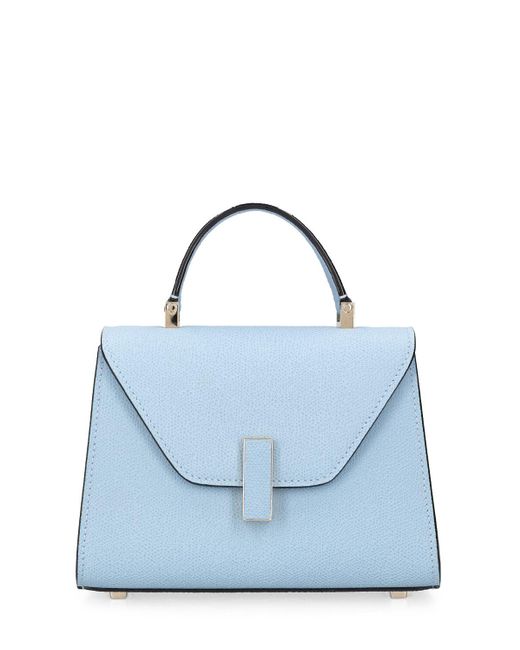 Valextra Blue Micro Iside Grained Leather Bag