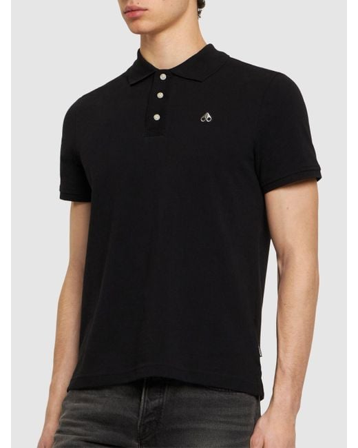 Moose Knuckles Black Piqué Cotton Polo Shirt for men