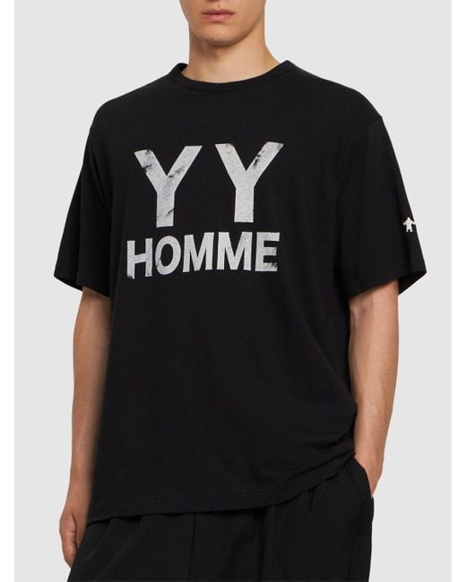 T-shirt en coton imprimé yyh Yohji Yamamoto pour homme en coloris Black