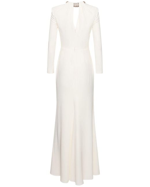 Alexander McQueen White Twisted Bow Embroidered Evening Gown