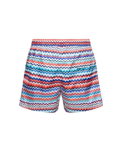 Missoni Blue Striped Nylon Swim Shorts for men