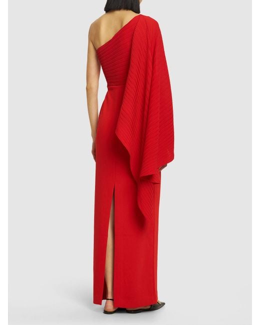 Solace London Red Lillia Asymmetrische Robe Aus Chiffon Und Stretch-crêpe Mit Falten