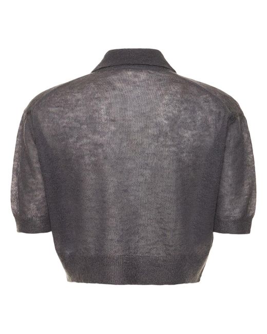 Polo corto de punto mohair y lana Auralee de color Gray