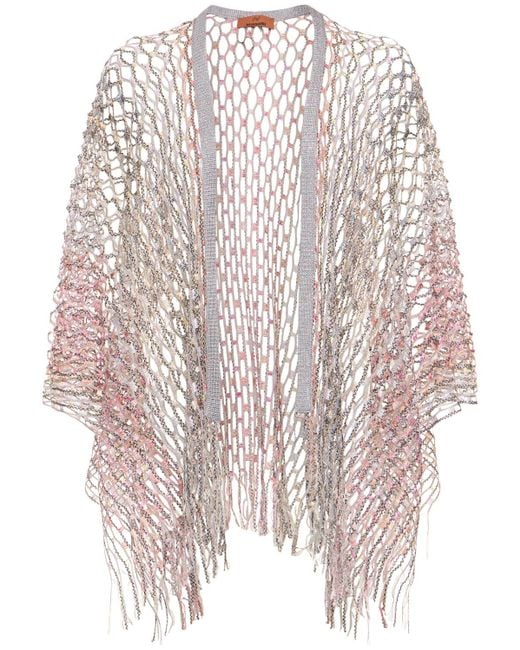 Missoni Pink Fringed Open Knit Poncho