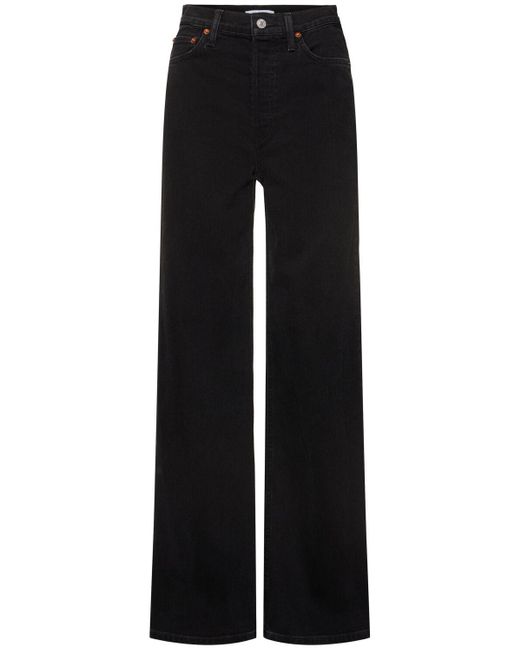 Mujer Jeans Anchos Con Cintura Alta Re/done de color Black