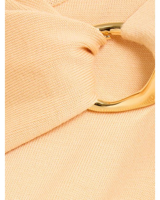 Jil Sander Natural Wool Knit Long Sleeve Top W/ Ring Detail