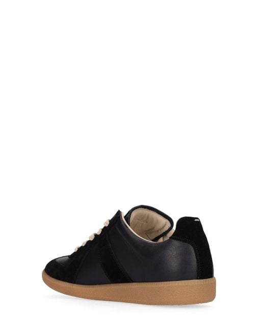 Maison Margiela Black Replica Leather & Suede Low Top Sneakers for men