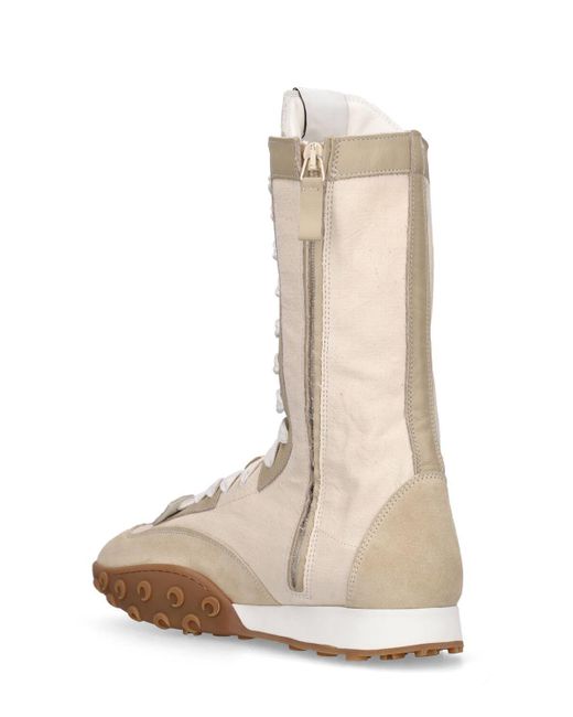 Marine Serre Regenerated Leather High Top Sneakers in Natural | Lyst