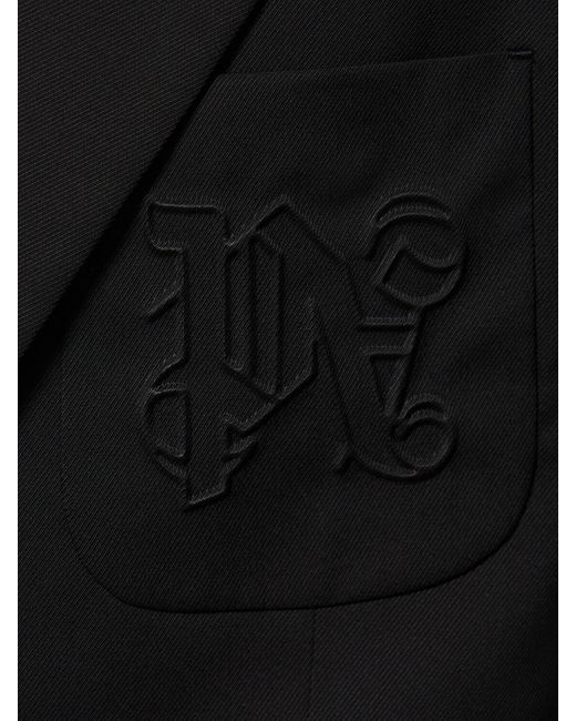 Palm Angels Blazer Aus Wollmischgewebe Mit Monogramm in Black für Herren