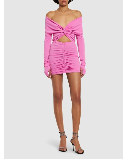 ANDAMANE Pink Kendall Off-the-shoulder Mini Dress
