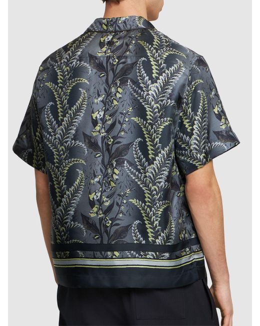 Etro Black Printed Silk Bowling Shirt for men
