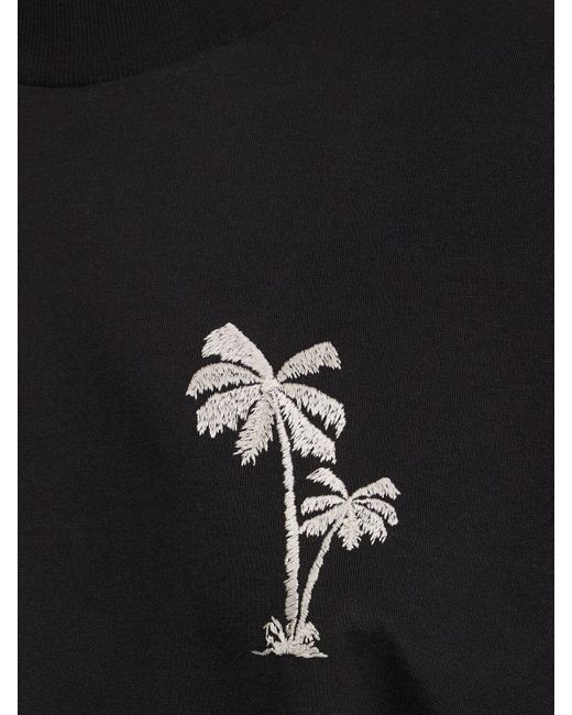 Palm Angels Black Bauchfreies T-shirt Aus Baumwolle "palmen"