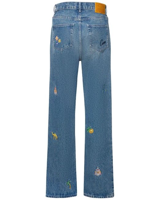 Casablancabrand Blue Embroidered Denim Straight Jeans