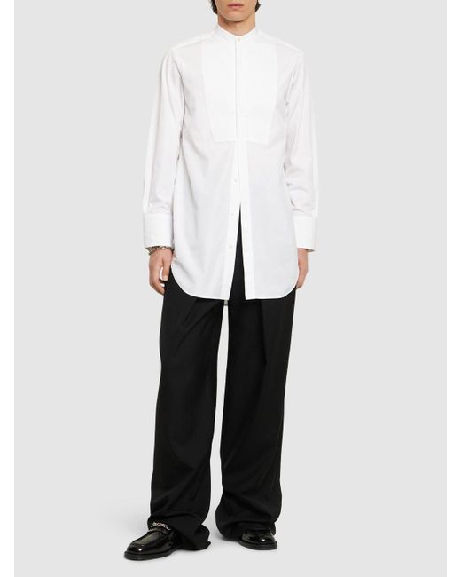 Jil Sander White Oversize Cotton Poplin Plastron Shirt for men