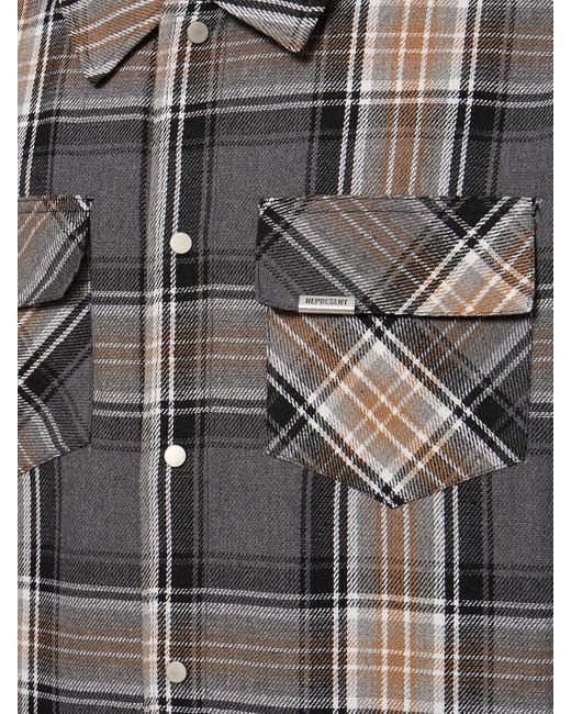 Represent Black Checked Quilted Flannel Shirt for men