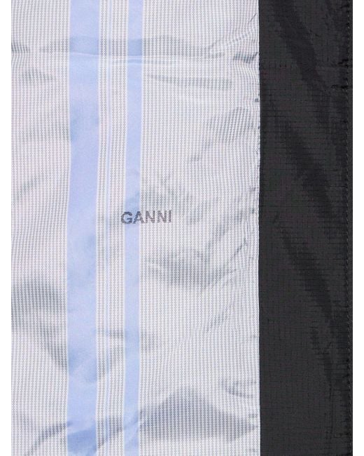 Ganni Black Steppjacke mit Ripstop-Textur