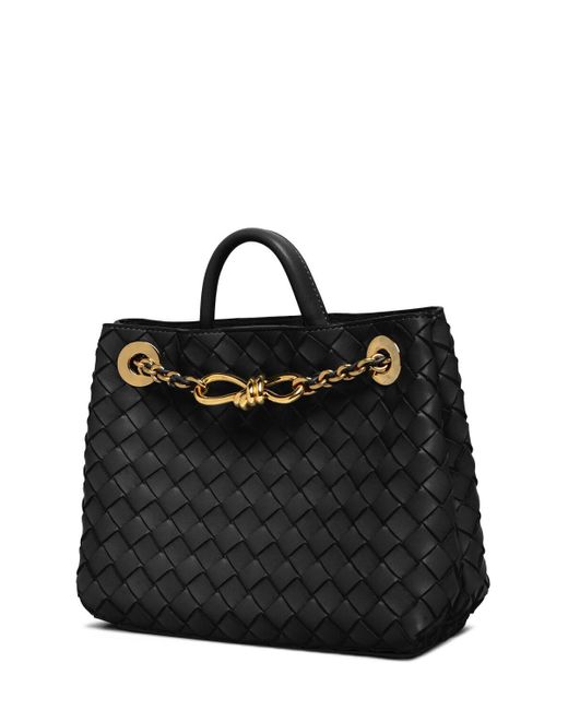 Bottega Veneta Black Small Andiamo Leather Bag With Chain