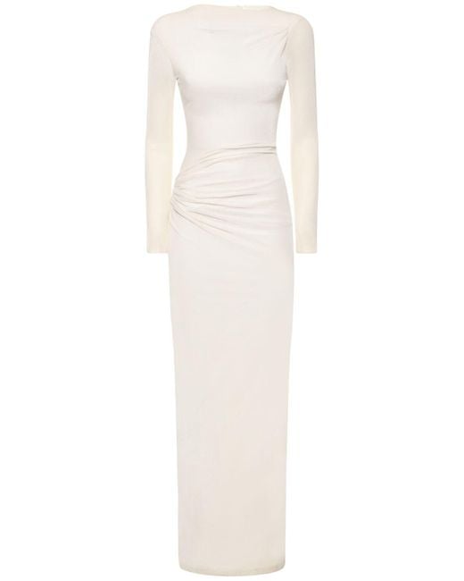 16Arlington Nubria ドレープベルベットドレス White