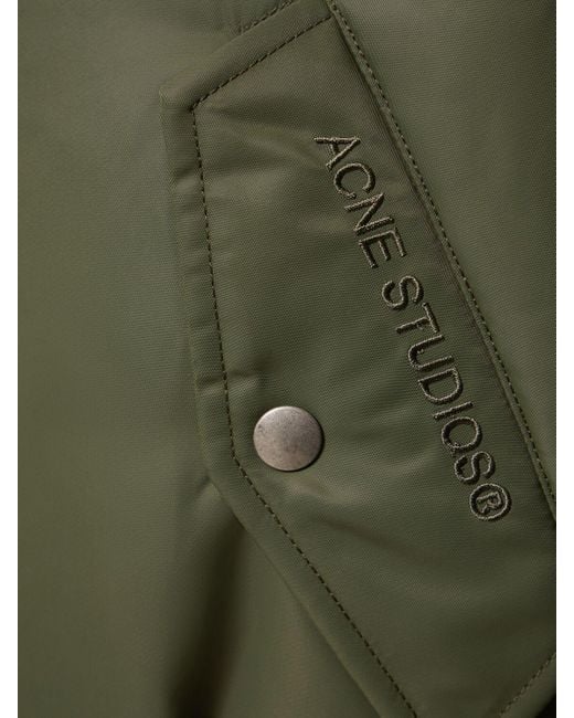 Acne Green Tech Zipped Sleeve Bomber Jacket