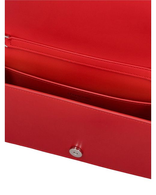 Ferragamo Red Mini Flat Leather Clutch