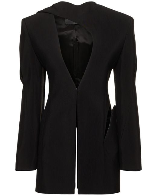 Mugler Black Heavy Fluid Suiting Long Jacket