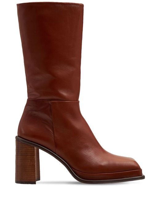 Miista Brown 85mm Abril Leather Boots