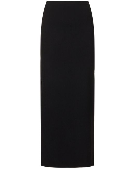 Matteau Wool Blend Crepe Long Skirt Black