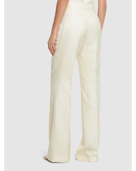 Gabriela Hearst Natural Vesta Tailored Wool Blend Wide Pants