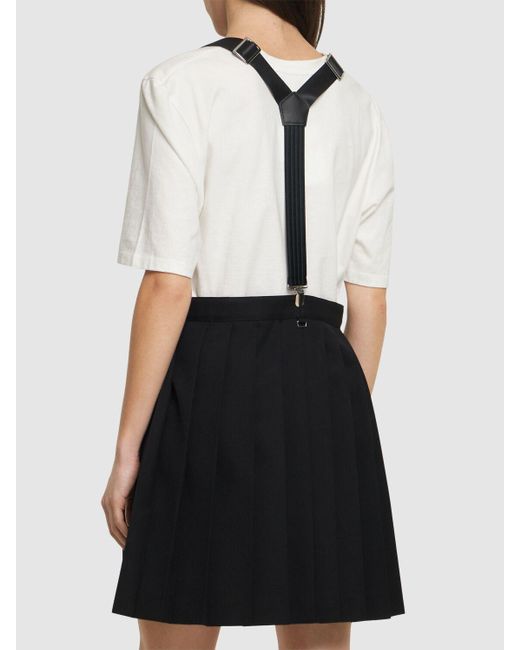 Noir Kei Ninomiya Black Wool Gabardine Mini Dress W/suspenders