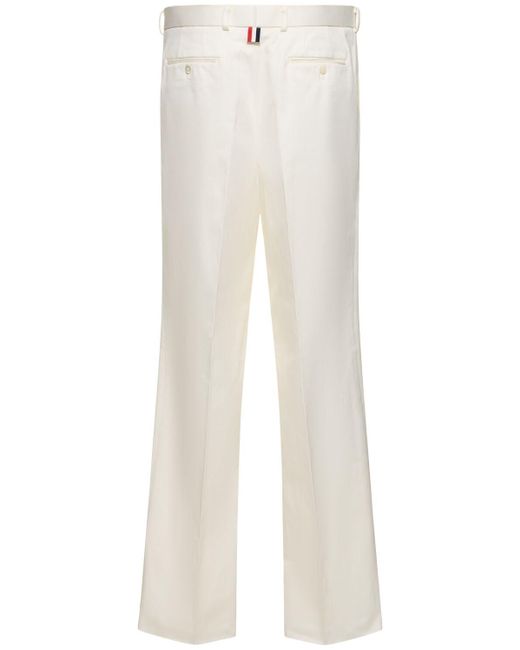 Thom Browne White Low Rise Cotton Belt Loop Pants for men