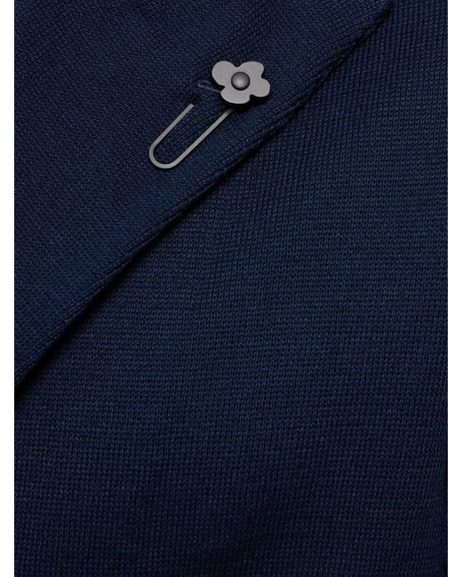 Lardini Blue Double Breast Cotton Knit Blazer for men