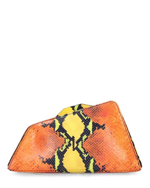 The Attico Orange 8:30 Pm Snake Printed Leather Clutch
