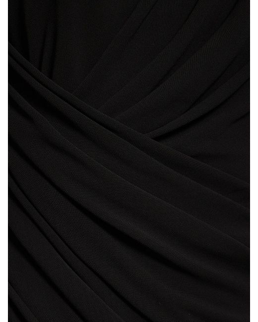 Robe longue fendue en jersey drapé Elie Saab en coloris Black