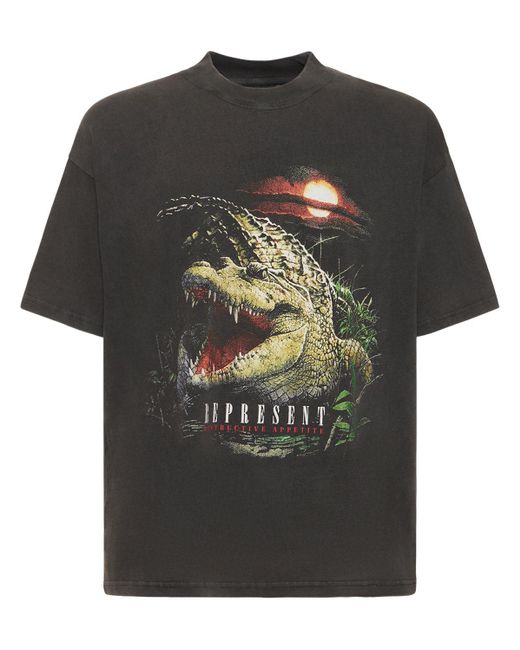 Represent Black Destructive Appetite Logo Cotton T-shirt for men