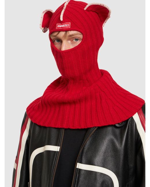 Charles Jeffrey Red Lvr Exclusive Chunky Ears Balaclava for men