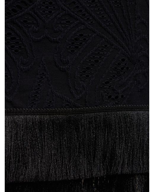 PATBO Black Lace Mini Dress W/ Fringes
