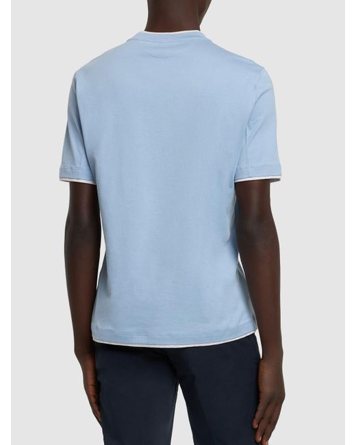 メンズ Brunello Cucinelli レイヤードコットンジャージーtシャツ Blue