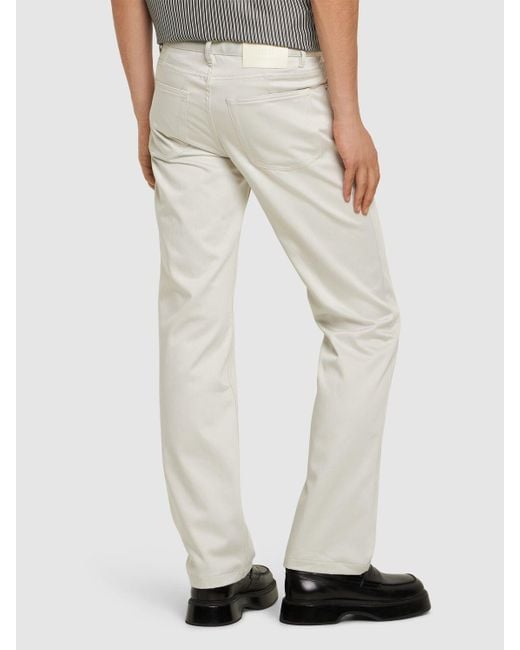 Pantaloni dritti in cotone di AMI in White da Uomo