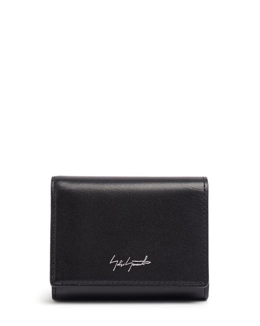 Yohji Yamamoto Black Trifold Leather Wallet for men