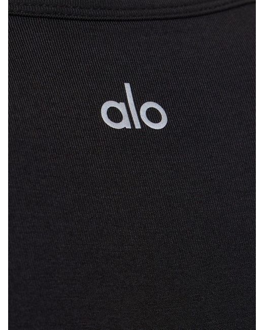 Alo Yoga Black Geripptes Tech-tanktop "aspire"