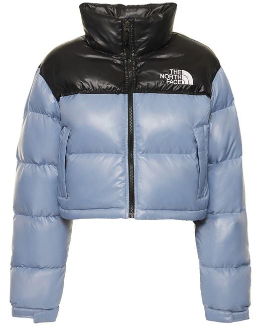The North Face Blue Nuptse Cropped Down Jacket