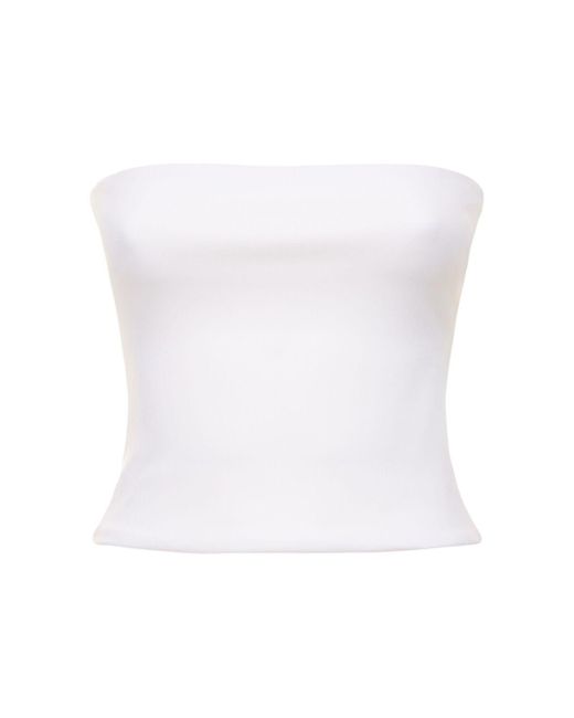 Haut sans bretelles en jersey stretch opaque Wardrobe NYC en coloris White