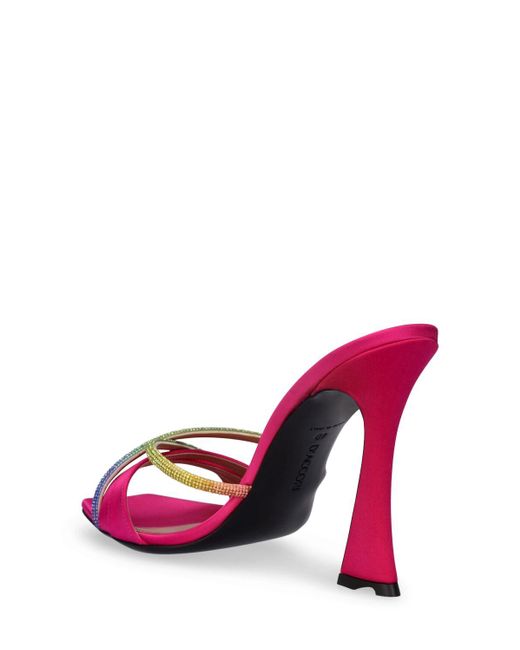 D'Accori Pink 100mm Lust Satin & Crystals Sandals